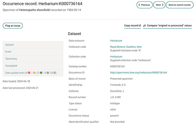 RBG Kew search result